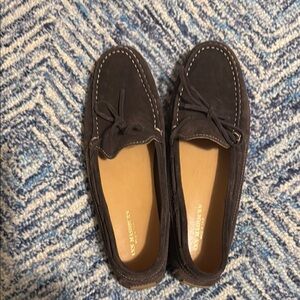 ANN MASHBURN Brown Suede Moccasin Loafers, Size 41